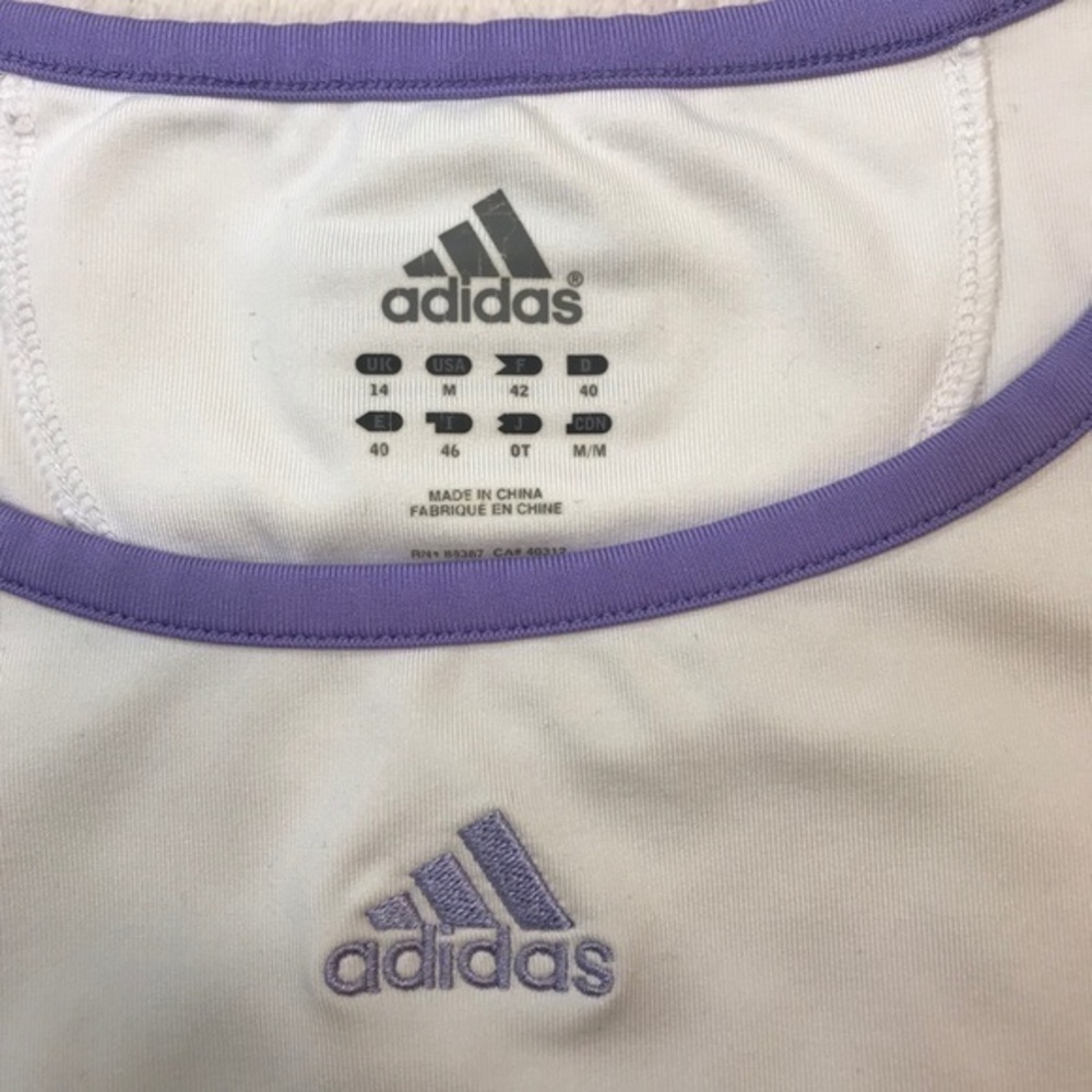 Adidas Women’s Sleeveless white lavender Athletic Top Size Medium - Picture 4 of 8